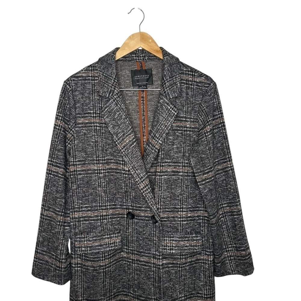 Sanctuary Carlyle Plaid Coat Abstract Plaid Soft Oversized Career Jacket Medium - Picture 6 of 15